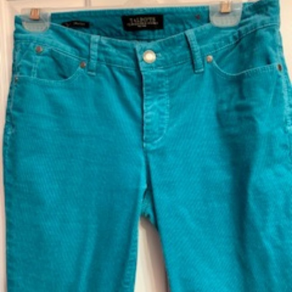 Aqua thin-wale corduroy pants
